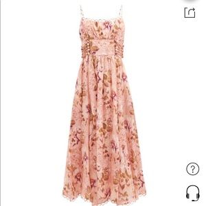 Zimmerman Rosa Floral Linen Midi Dress Size: 2 (6-8)